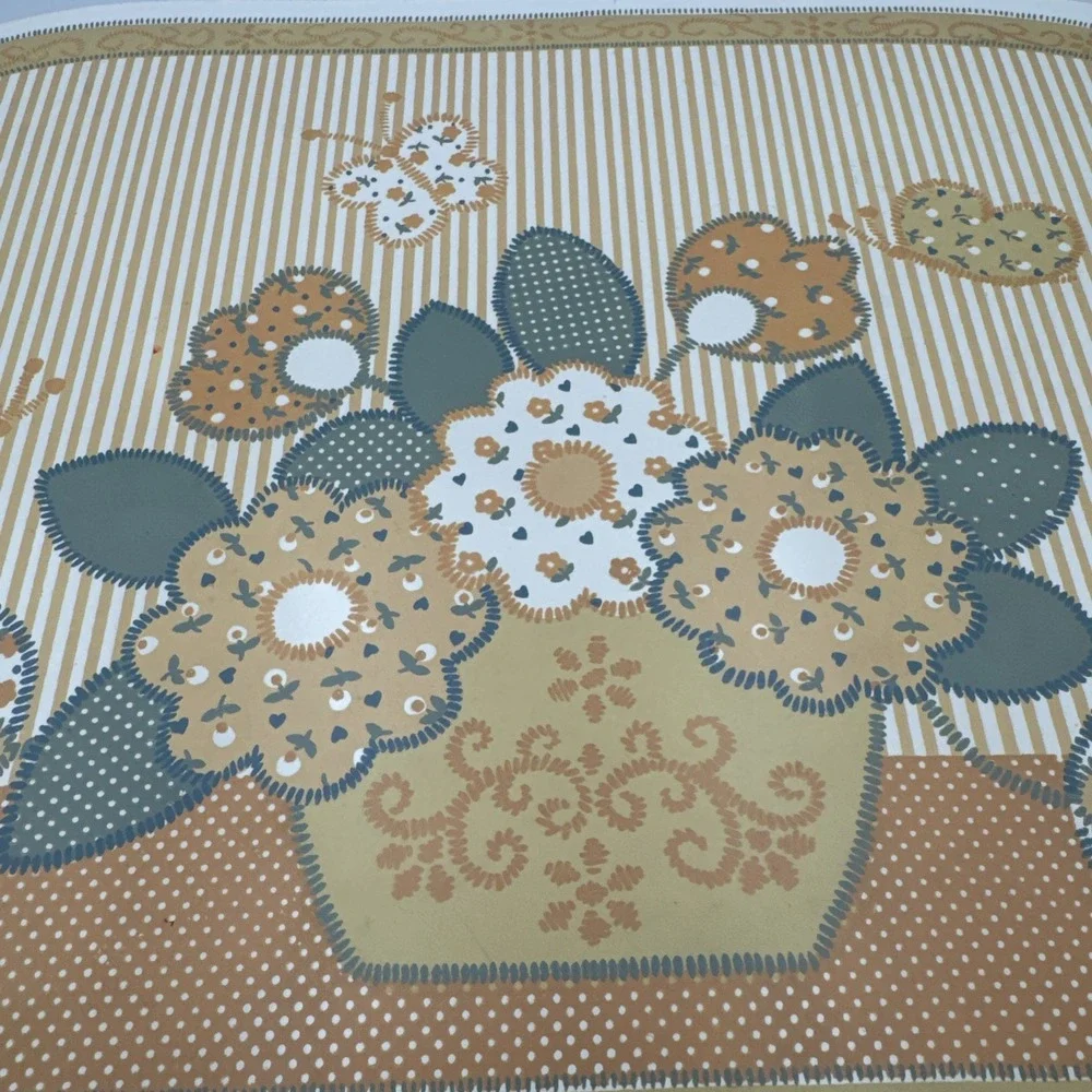 Set Of 3 Yellow Floral Placemats Vinyl Cover 1970's. Granny Core Cottage Core